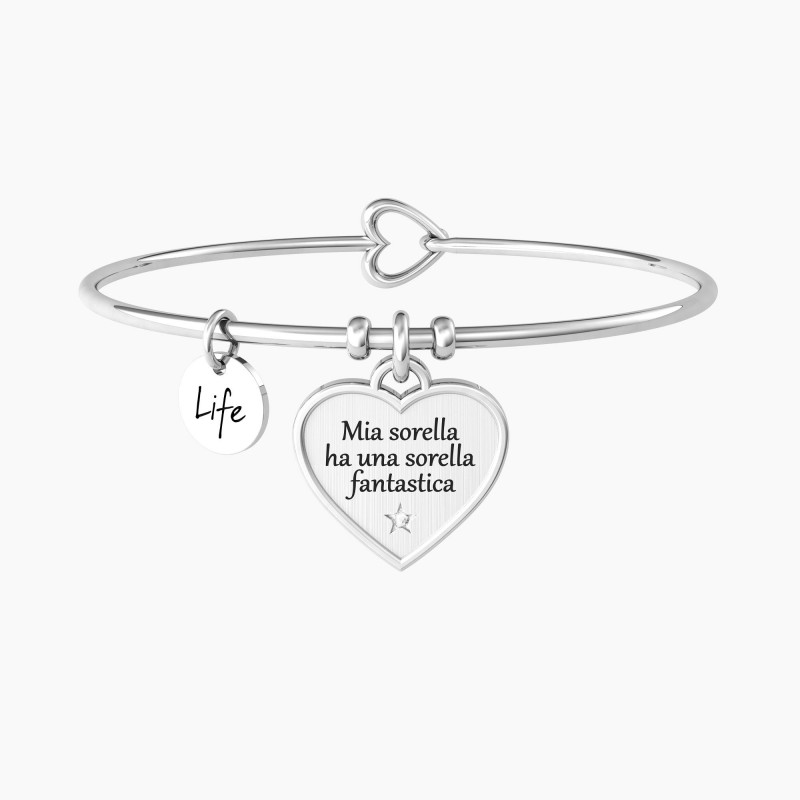 Bracciale rigido, collezione Family, Cuore, Sorella Fantastica